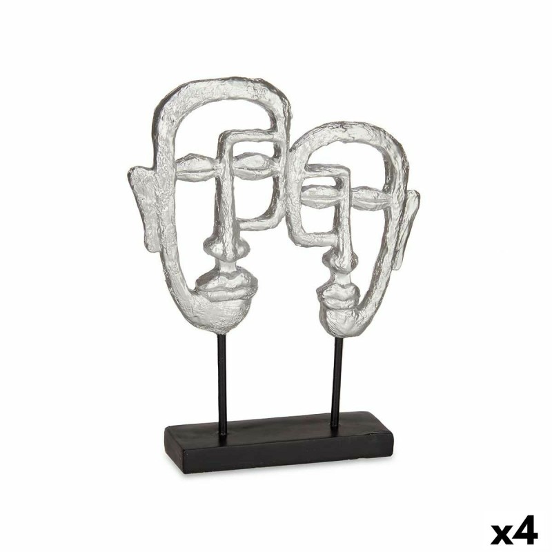 Figura Decorativa Cara Plateado 27 x 32,5 x 10,5 cm (4 Unidades)