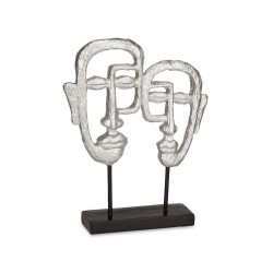 Figura Decorativa Cara Plateado 27 x 32,5 x 10,5 cm (4 Unidades)