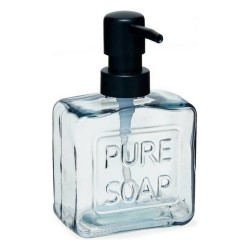 Dispensador de Jabón Pure Soap 250 ml Cristal Negro Plástico (12 Unidades)