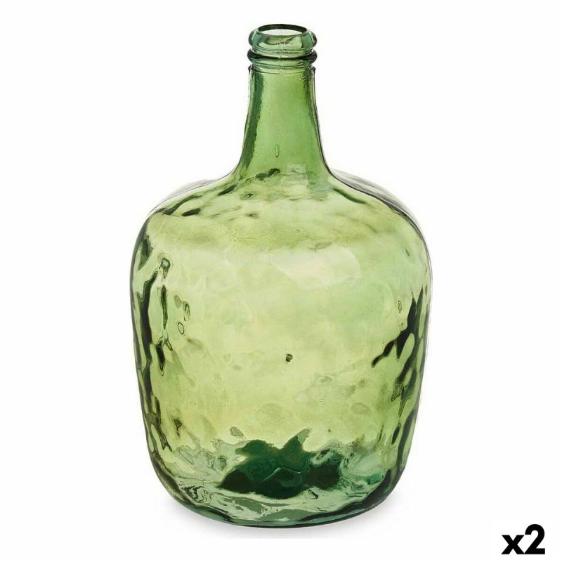 Botella Liso Decoración Verde 22 x 37,5 x 22 cm (2 Unidades)