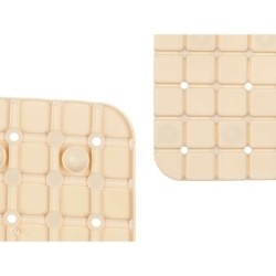 Alfombrilla Antideslizante para Ducha Cuadros Beige PVC 67,7 x 38,5 x 0,7 cm (6 Unidades)