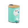 Papelera Menta Metal Bambú 3 L (4 Unidades)