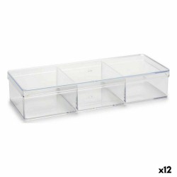 Organizador Transparente Plástico 20 x 3,5 x 7 cm (12 Unidades)