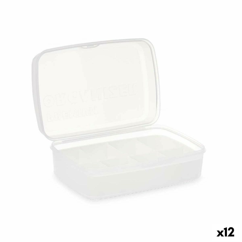 Caja con compartimentos Blanco Transparente Plástico 21,5 x 8,5 x 15 cm (12 Unidades)