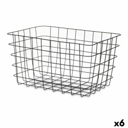 Cesta Multiusos Negro Metal 38,5 x 20,5 x 28 cm Rectangular (6 Unidades)