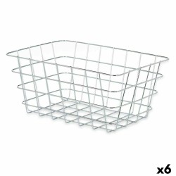 Cesta Multiusos Plateado Metal 31 x 14 x 21 cm Rectangular (6 Unidades)