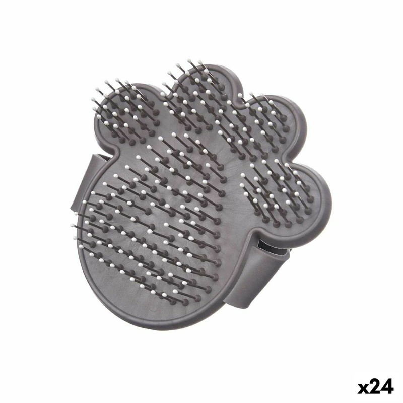 Cepillo Mascotas 11 x 3 x 10,5 cm Gris Metal Silicona (24 Unidades)