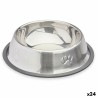 Comedero para Perro Plateado Gris Goma Metal 35 x 0,03 x 25 cm (24 Unidades)