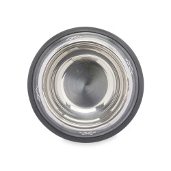 Comedero para Perro Plateado Gris Goma Metal 35 x 0,03 x 25 cm (24 Unidades)