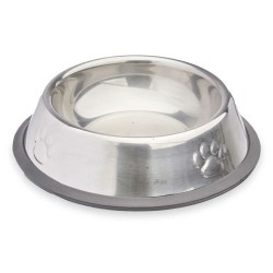 Comedero para Perro Plateado Gris Goma Metal 15 x 4 x 15 cm (24 Unidades)