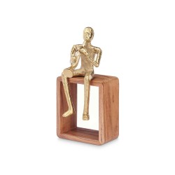 Figura Decorativa Saxofón Dorado Madera Metal 13 x 27 x 13 cm