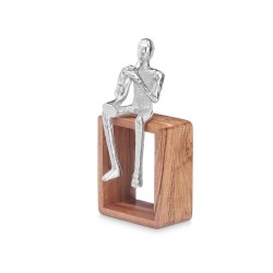 Figura Decorativa Saxofón Plateado Madera Metal 13 x 27 x 13 cm