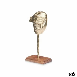 Figura Decorativa Cara Dorado Madera Metal 16 x 34 x 10 cm