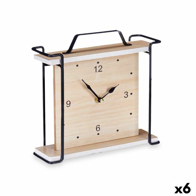 Reloj de Mesa Negro Metal Madera MDF 23 x 21 x 7 cm (6 Unidades)