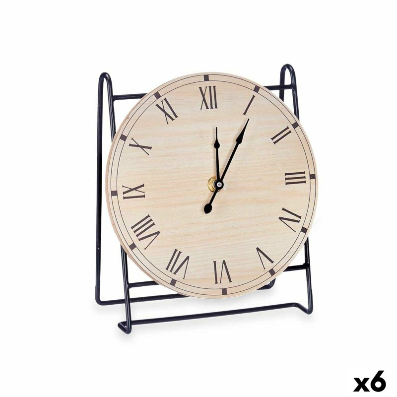 Reloj de Mesa Negro Metal Madera MDF 19 x 21 x 9 cm (6 Unidades)