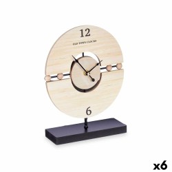 Reloj de Mesa Bolas Negro Metal Madera MDF 20,5 x 26,5 x 7 cm (6 Unidades)