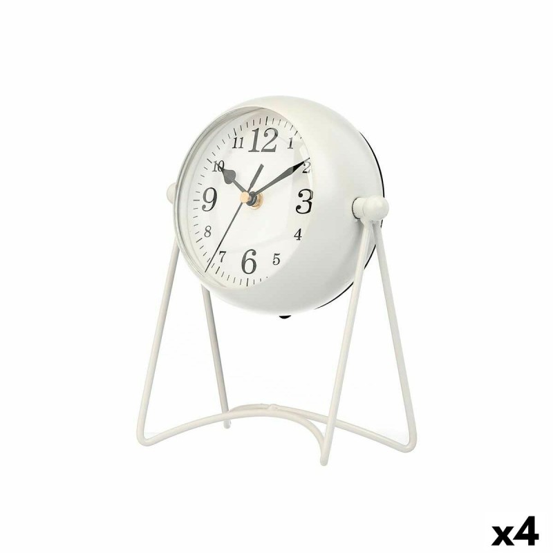 Reloj de Mesa Blanco Metal 15,5 x 20 x 11 cm (4 Unidades)