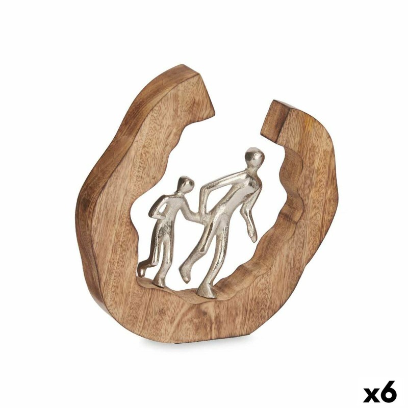 Figura Decorativa Familia Plateado Metal 24,5 x 24,5 x 5 cm (6 Unidades)