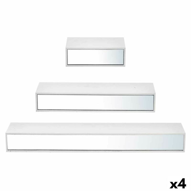 Estantes Madera MDF 3 Piezas Espejo Set (4 Unidades)