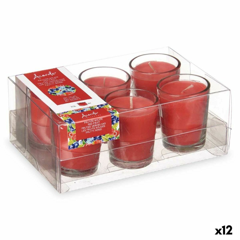 Set de Velas Perfumadas 16 x 6,5 x 11 cm (12 Unidades) Vaso Frutos rojos