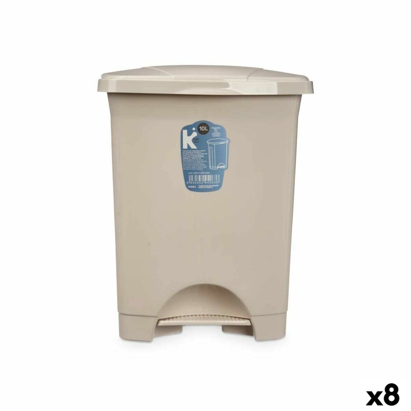 Papelera con Pedal Beige Plástico 10 L (8 Unidades)