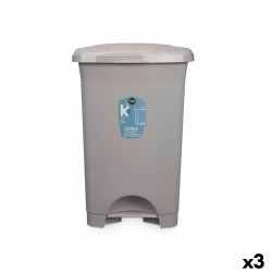 Papelera con Pedal Gris Plástico 50 L (3 Unidades)