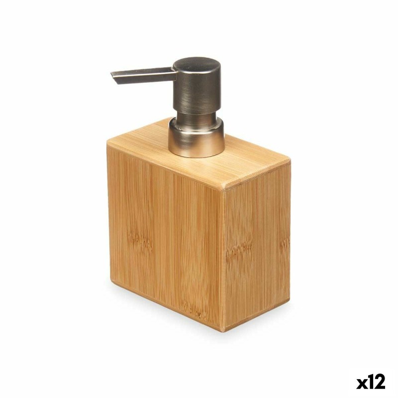 Dispensador de Jabón Plateado Bambú Plástico 9,7 x 15 x 5,8 cm (12 Unidades)