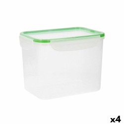 Fiambrera Hermu00e9tica Quid Greenery Transparente Plu00e1stico (3,7 L) (Pack 4x)