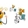 Macetero Amarillo Azul Metal Abeja Bicicleta 31,5 x 35 x 13 cm