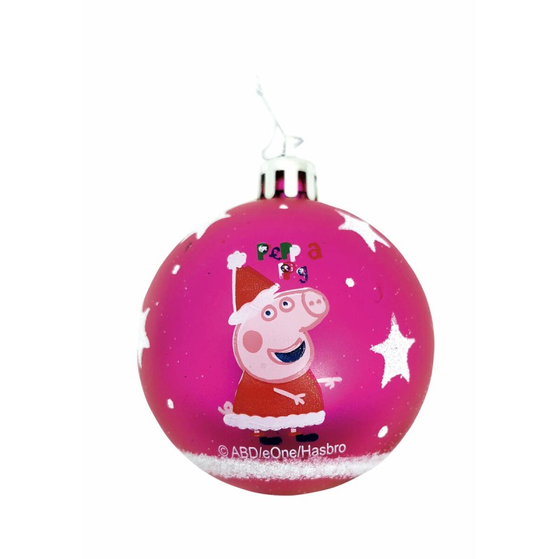 Bola de Navidad Peppa Pig Cosy corner Fucsia 6 Unidades Plástico (Ø 8 cm)