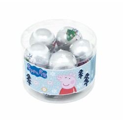 Bola de Navidad Peppa Pig Cosy corner Plateado 10 Unidades Plástico (Ø 6 cm)