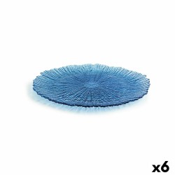 Plato Llano Quid Mar de Viento Azul Vidrio (u00d8 28 cm) (Pack 6x)