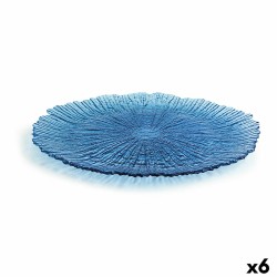 Plato Llano Quid Mar de Viento Azul Vidrio (u00d8 32 cm) (Pack 6x)