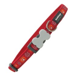 Collar para Perro Red Dingo Style Rojo Huella de animal (31-47 cm) (2 x 31-47 cm)