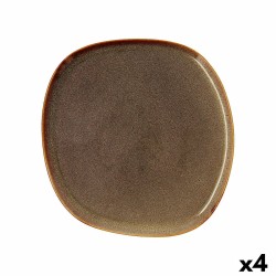 Plato Llano Bidasoa Ikonic Ceru00e1mica Marru00f3n (26,5 x 25,7 x 1,5 cm) (Pack 4x)