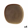 Plato Llano Bidasoa Ikonic Ceru00e1mica Marru00f3n (26,5 x 25,7 x 1,5 cm) (Pack 4x)