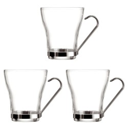 Juego de Tazas de Cafu00e9 Quid Supreme Transparente Vidrio Acero 250 ml 3 Piezas