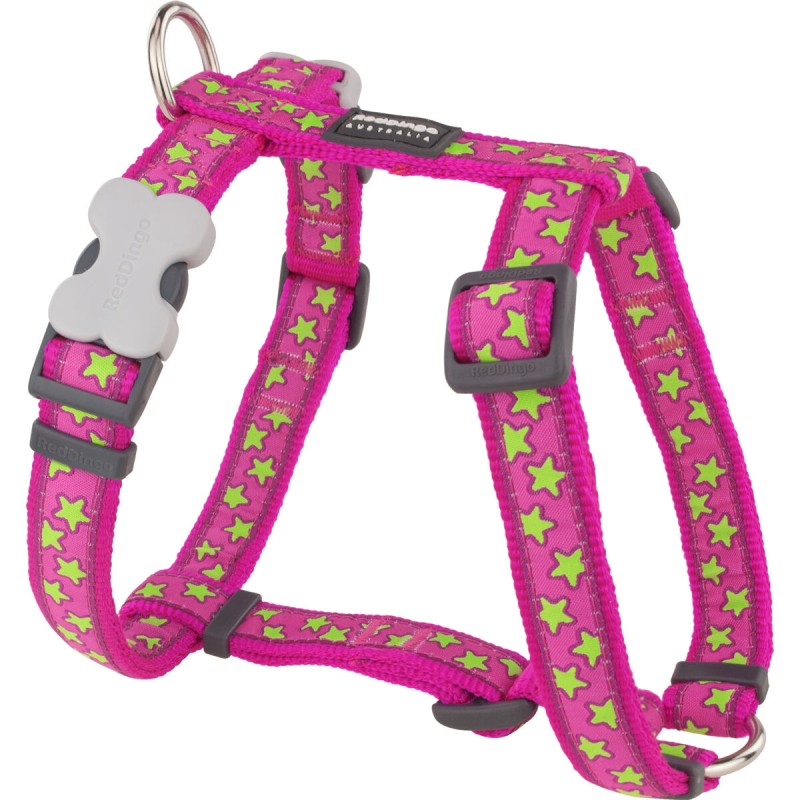 Arnés para Perro Red Dingo STYLE STARS LIME ON HOT PINK 36-54 cm 30-48 cm