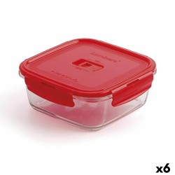 Fiambrera Hermu00e9tica Luminarc Pure Box Rojo 1,22 L Vidrio (6 Unidades)