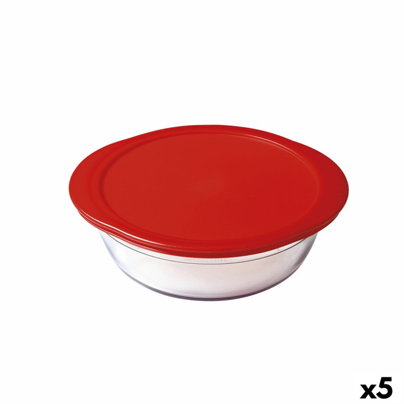 Fiambrera Redonda con Tapa u00d4 Cuisine Cook & Store 21 x 21 x 7 cm Rojo 1,1 L Silicona Vidrio (5 Unidades)