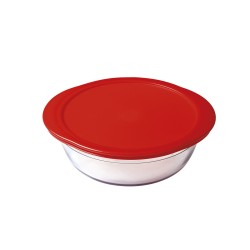 Fiambrera Redonda con Tapa u00d4 Cuisine Cook & Store 21 x 21 x 7 cm Rojo 1,1 L Silicona Vidrio (5 Unidades)