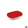 Fiambrera Rectangular con Tapa u00d4 Cuisine Cook&store Ocu Rojo 400 ml 17 x 10 x 5 cm Vidrio Silicona (6 Unidades)