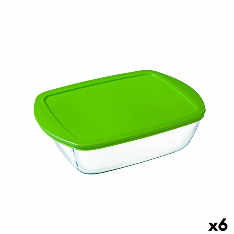 Fiambrera Rectangular con Tapa Pyrex Cook & Store Verde 1,1 L 23 x 15 x 7 cm Silicona Vidrio (6 Unidades)