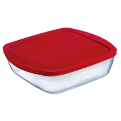 Fiambrera Cuadrada con Tapa u00d4 Cuisine Cook&store Ocu Rojo 2,2 L 25 x 22 x 5 cm Vidrio Silicona (5 Unidades)