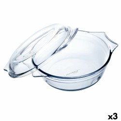 Fuente para Horno u00d4 Cuisine Ocuisine Vidrio Transparente Vidrio 21,5 x 18 x 8,5 cm Con Tapa (3 Unidades)