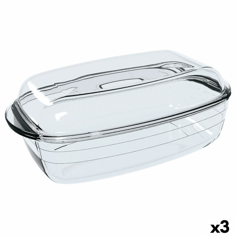 Molde para Horno u00d4 Cuisine Rectangular Con Tapa 37,5 x 22,5 x 10,6 cm Transparente (3 Unidades)