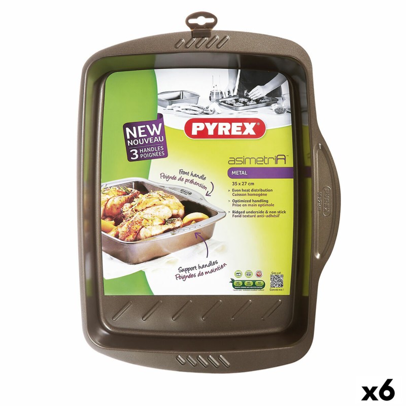 Molde Rectangular Pyrex Asimetria Negro Metal 35 x 27 cm Rectangular (6 Unidades)