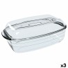 Fuente de Cocina u00d4 Cuisine Rectangular Con Tapa 1,6 L 2,9 L Transparente Vidrio (3 Unidades)