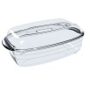 Fuente de Cocina u00d4 Cuisine Rectangular Con Tapa 1,6 L 2,9 L Transparente Vidrio (3 Unidades)