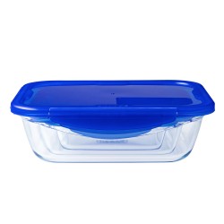 Fiambrera Hermu00e9tica Pyrex Cook & Go 20,5 x 15,5 x 6 cm Azul 800 ml Vidrio (6 Unidades)